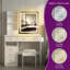 Ensemble de coiffeuse avec miroir coulissant à DEL et tabouret rembourré, ensemble de commode avec 2 prises CA + 2 prises USB et support pour sèche-cheveux, lumière tactile 3 couleurs pour la chambre à coucher-1191473065