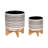 Ceramic and Stoneware Planters with Bamboo Stands - Set of 2-1023782279-973805836-980794185