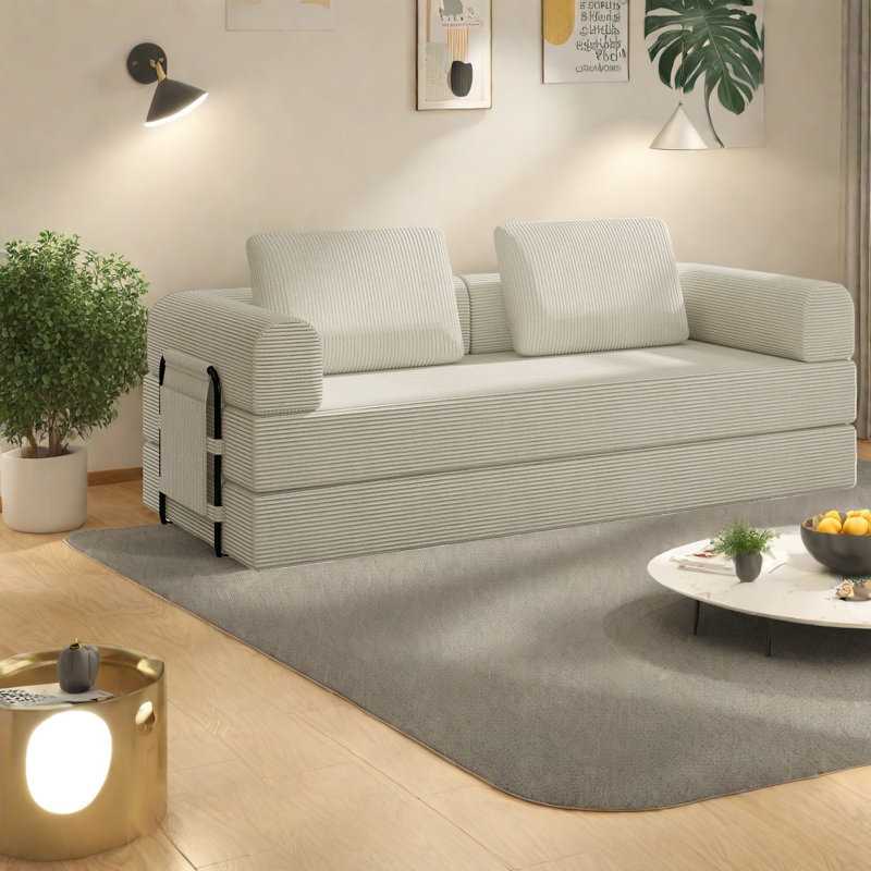 Canapé-lit convertible peu encombrant, causeuse en velours côtelé pour la vie moderne