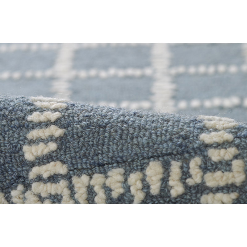 Lanora Hand Tufted Blue Wool Geometric 8' x 10' Rug