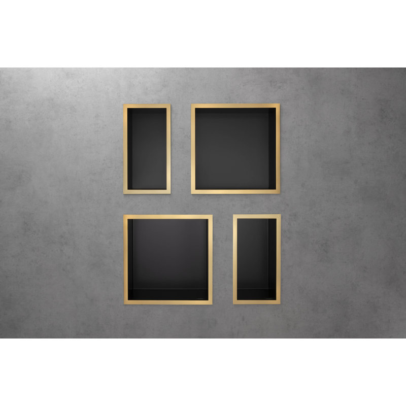 XtraStoris Individual Wall Niche Matte Black with Design Frame 15.38" x 15.38" x 4", Matte White