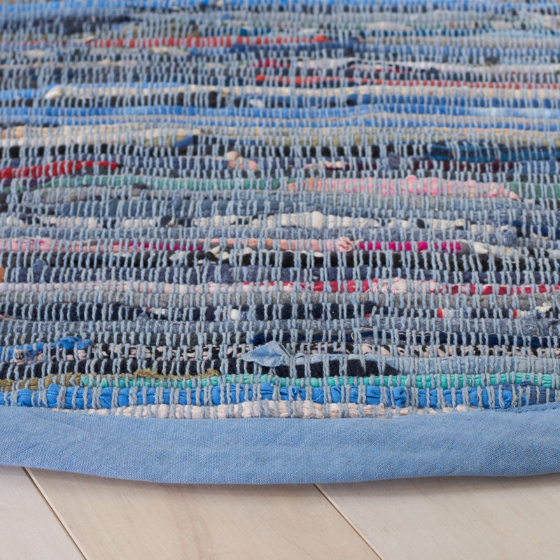 Burnette Rug Hand Woven Cotton Striped Rug, Round 4'