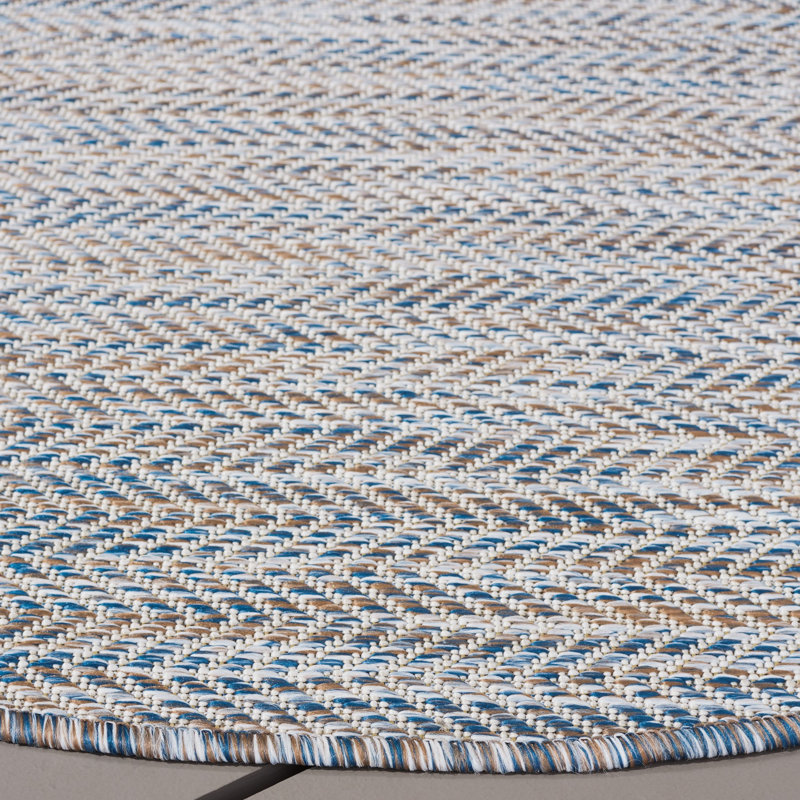 Jebria Performance Chevron Indoor/Outdoor Area Rug, Round 6'7"