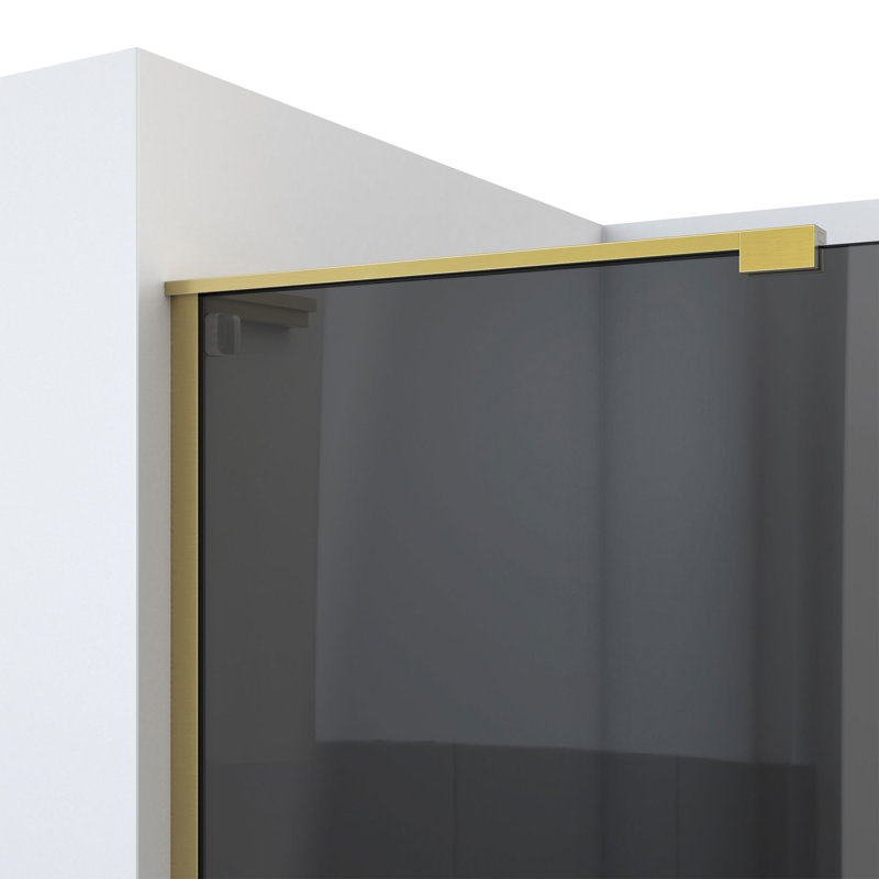 DreamLine Mirage-X 44 - 48 inch W Frameless Sliding Shower Door, Brushed Gold/Smoke Gray 