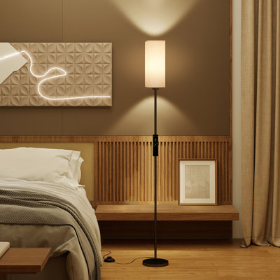 LED Floor Lamp with Remote Control, Standing Lamp with Squre Lampshade for Work Study, Living Room