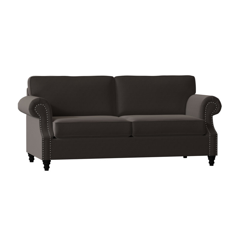 Canapé standard à accoudoirs roulés 84 po Fontana, Standard, Contessa minuit, Noir