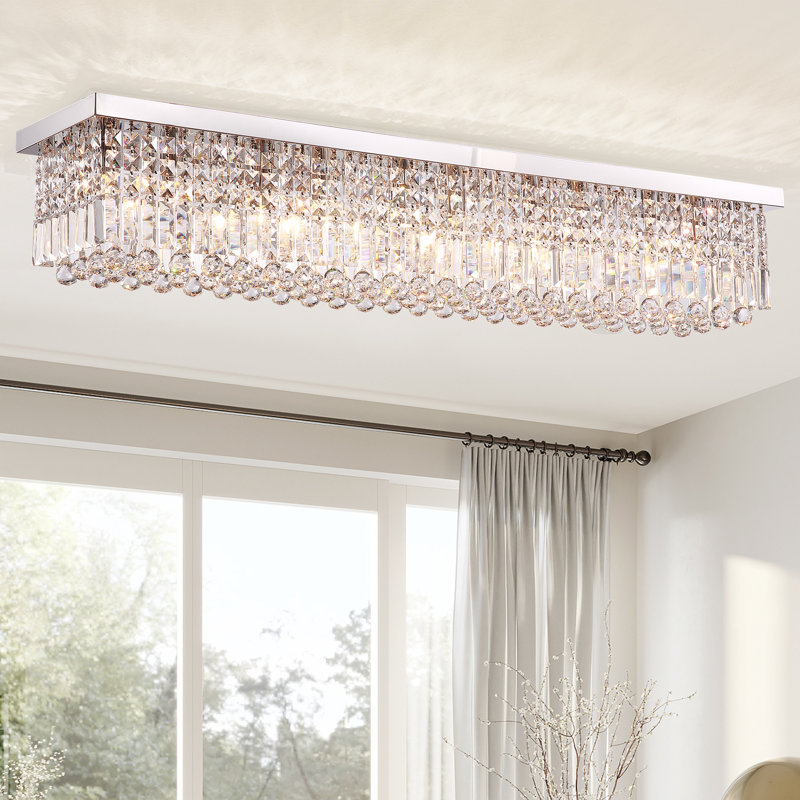 Casey-Rae 6/8/10 - Light Flush Mount Dimmable Kitchen Island Square / Rectangle Chandelier, 9.84" H x 47.24" W x 9.84" D