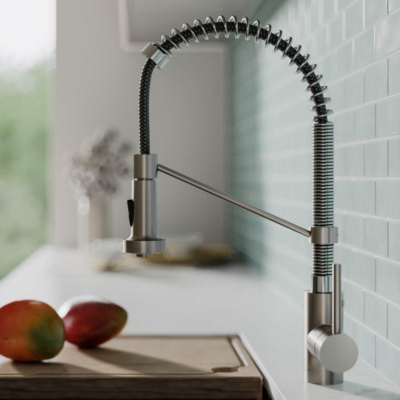 KRAUS Bolden Commercial Style 2-Function Single Handle Pull Down Kitchen Faucet, Matte Black