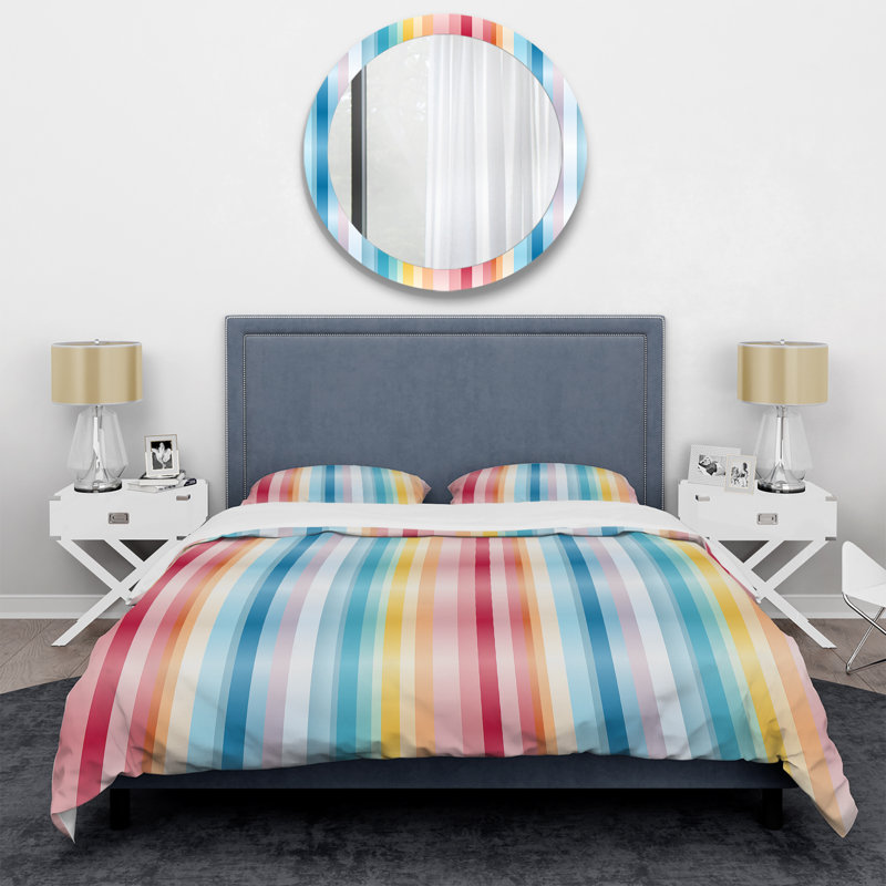 Ensemble de housse de couette rayée Rainbow Colors Candyland Stripes Striped Pattern I