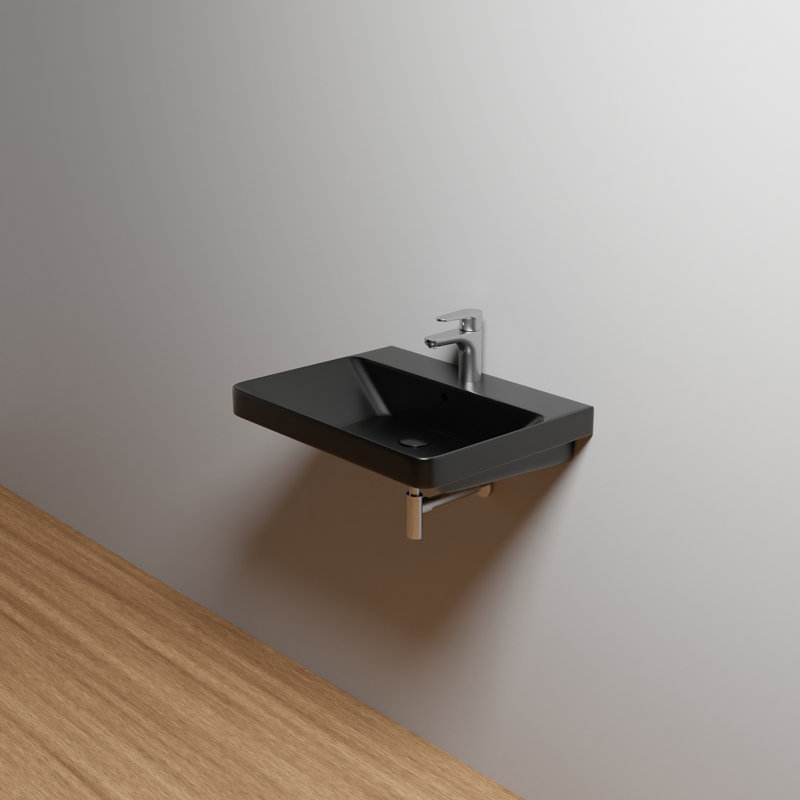 Luxury 23.8'' L Bathroom Sink, Single Faucet Hole, Matte Black