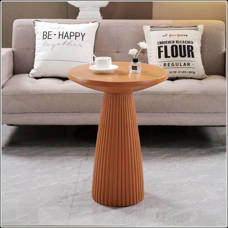 Table d'appoint légère à base cannelée en oxyde de magnésium, durable et résistante à l'humidité pour une utilisation durable