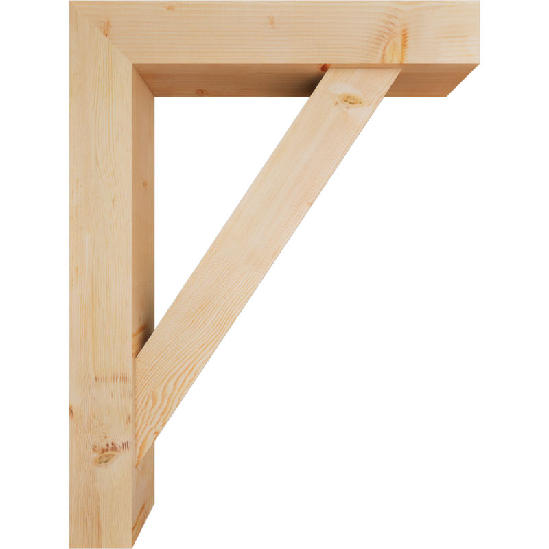 7 1/2"W x 36"D x 48"H Traditional Block Smooth Bracket w/ Offset Brace, Douglas Fir, 48 x 36, 7 1/2"W Douglas Fir (Smooth)