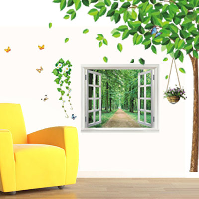 Décalcomanie murale feuilles 3d view