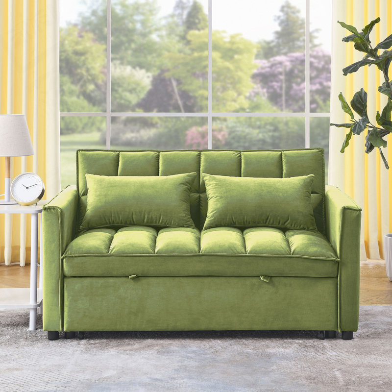 Convertible  Sleeper Sofa with Adjustable Backrest, Green