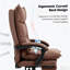 Luxueux fauteuil inclinable de bureau en cuir brun avec repose-pieds - réglable et parfait pour la détente au bureau