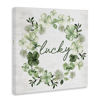 «Lucky Clover Wreath», art mural sur toile par lettré et doublé