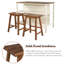 Ensemble de table de salle à manger 3 pièces en bois massif rustique avec 2 tablettes ouvertes
