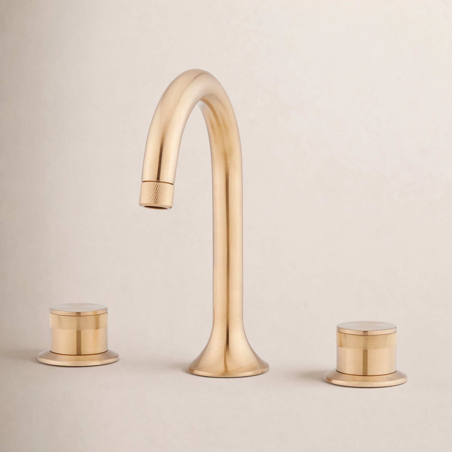 Lentz 1.2 GPM Widespread Bathroom Faucet with Lever Handles, Brushed Gold, Knob Handle