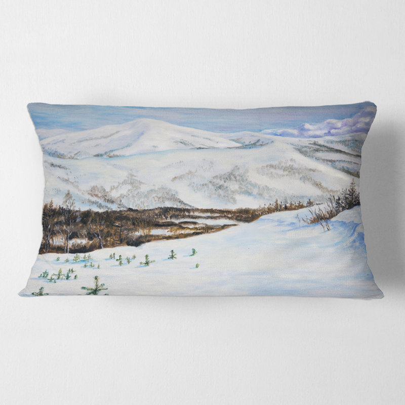 Paysage d'hiver avec housse de coussin rectangulaire