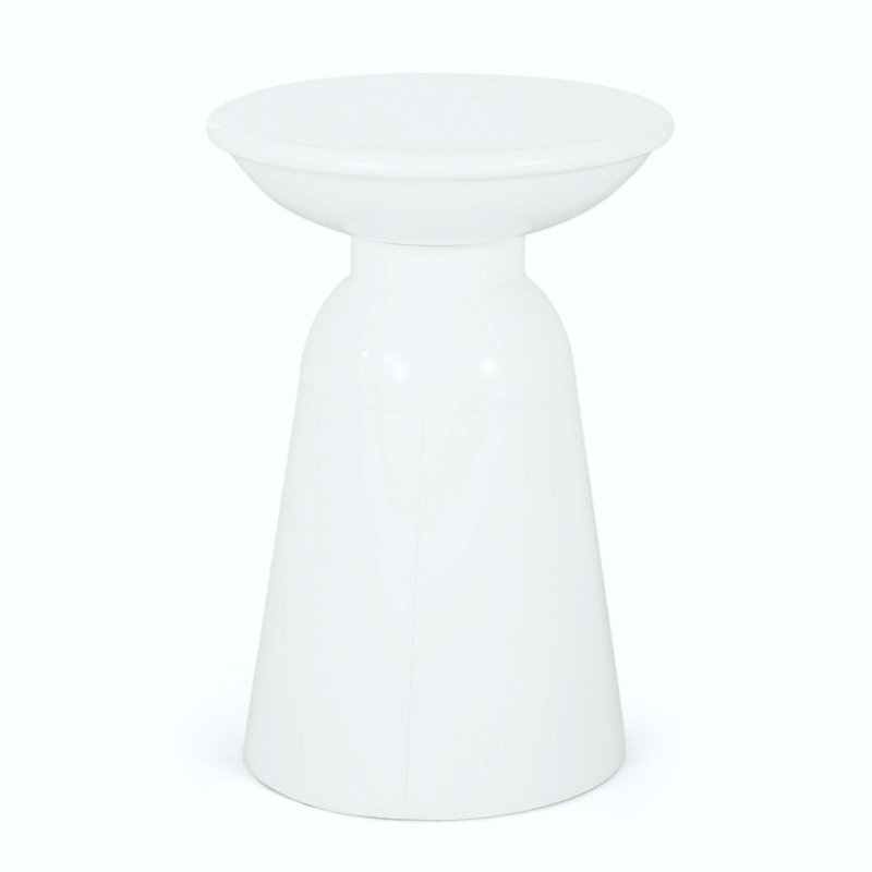 Outdoor Metal End Table -Large, White