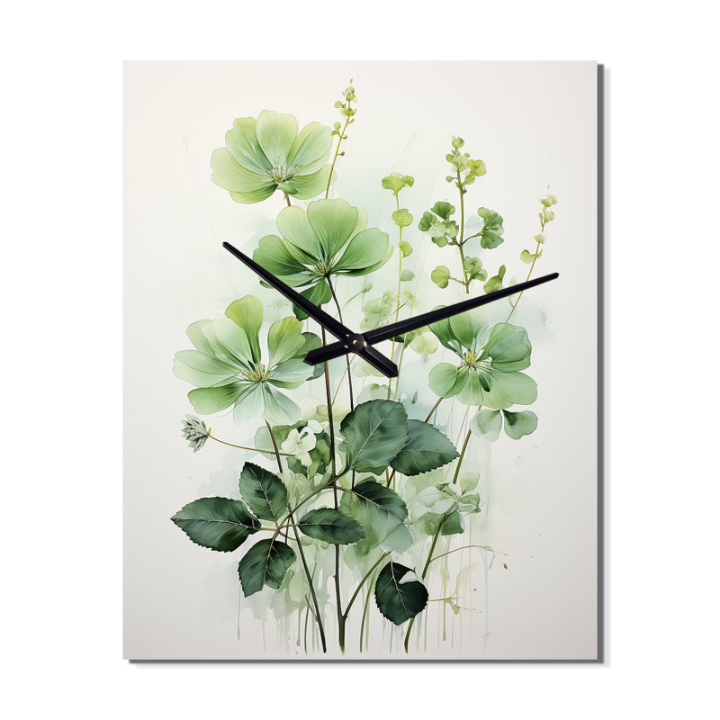 Minimalisme vert avec ombres de Ferms - horloge murale abstraite Botanicals, Moyen