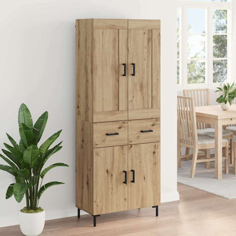  Highboard With Drawer 2 Pcs Artisan Oak Engineered Wood, Artisan Oak