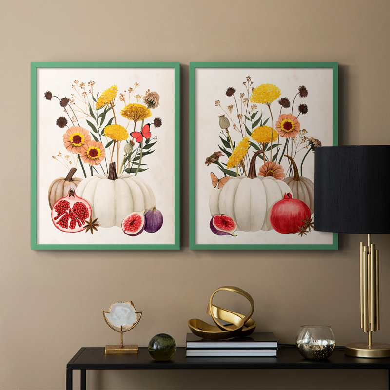 «Fall Botanicals I», reproduction encadrée de qualité supérieure - prête à être accrochée - aucun clou requis - aucun clou requis