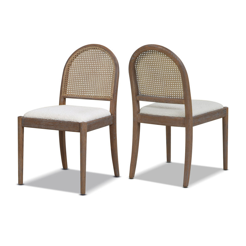 Cossette 18.5'' H Upholstered Oak Side Chair, Ivory Boucle, Brown