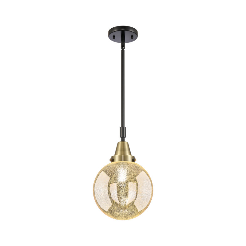 Mini-luminaire suspendu 1 lumière Caden Beacon, H 12,63 po x l 8 po, Noir / laiton antique
