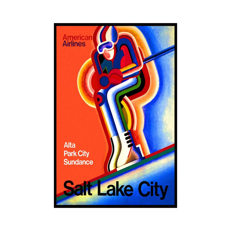 American Airlines (Salt Lake City) Advertising Vintage Poster 1 Piece Wrapped Canvas Wall Art, 20.32 cm H x 30.48 cm W