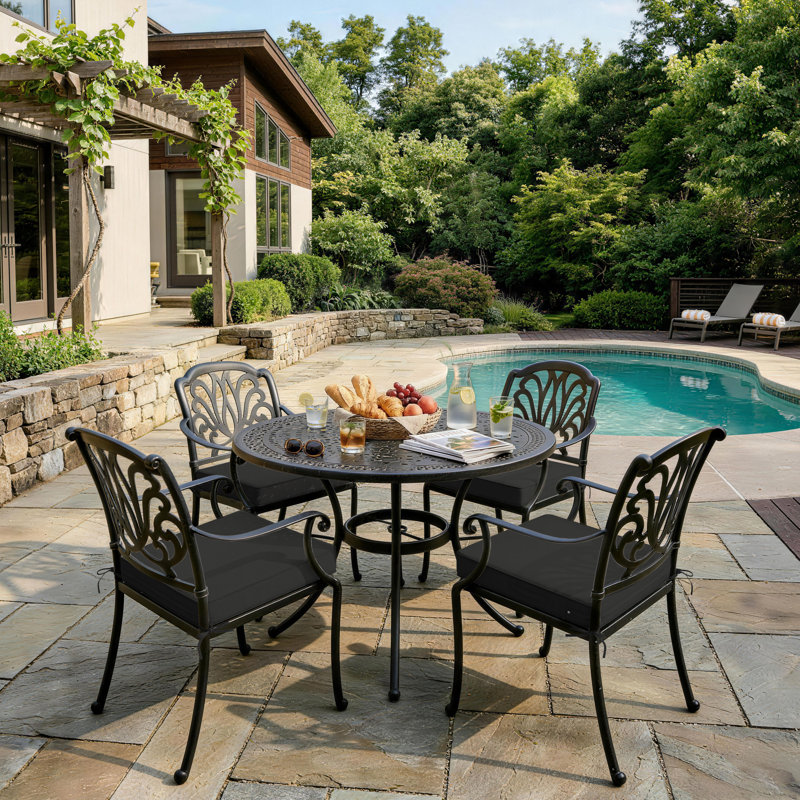 Wynee Outdoor Cushions 24X24x5 Outdoor Chair Cushions And Seat Cushions, Black, Set of 4