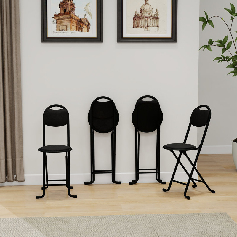 4Pcs Portable Folding Bar Stool With Footrest(Set Of 4)