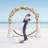 Costway 7.4 Ft Round Wedding Arch Wooden Arbour Backdrop Stand With Triangular-Shaped Base