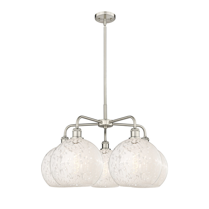 Bellagrace 5 - Light Dimmable Globe Chandelier, 17.25" H x 28" W x 28" D, Satin Nickel