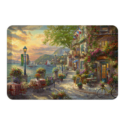 French Riviera Café Synthetic Water Resistant Anti-Fatigue Non-Skid Kitchen Mat