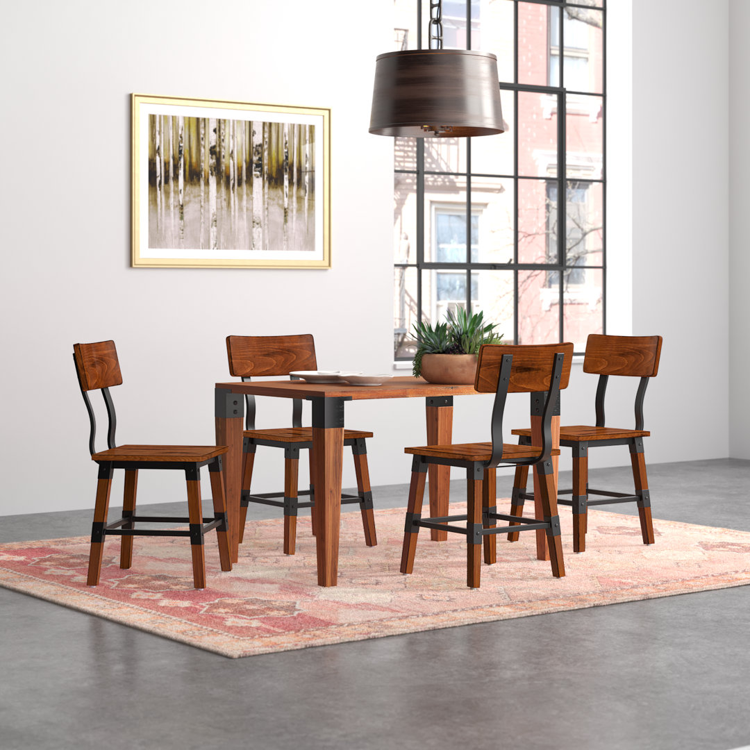 Lazro Commercial Grade Rustic Antique Industrial Style Wood Dining Chair (Set of 4) Steelside™ 