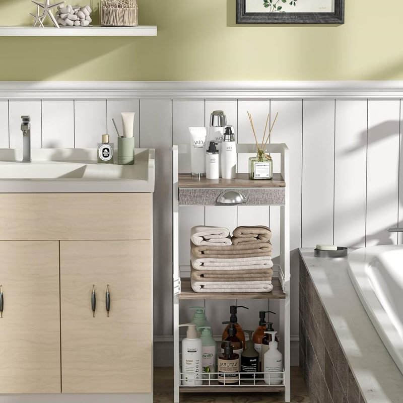 3-Tier Bathroom Ladder Shelf, White