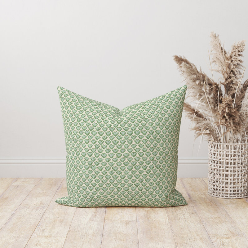 Oreiller géométrique bleu et vert, H 19 po x l 19 po