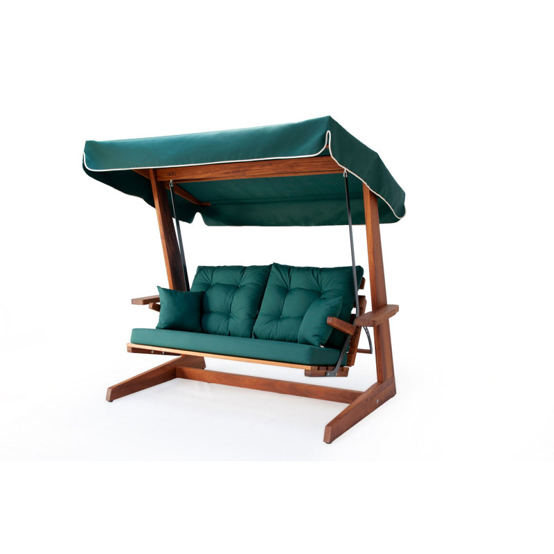 Daney Pine Porch Swing with Canopy, Teal, 190cm H x 215cm W x 148cm D