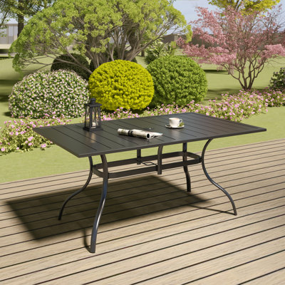 Naruram Rectangular Steel Outdoor Dining Table Yes , 63 " W 38 " D