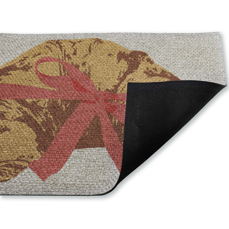 Paillasson d'extérieur Bakery Croissant with Ribbon, par Lil 'Rue, 18 po x 30 po, Boulangerie avec croissant et ruban