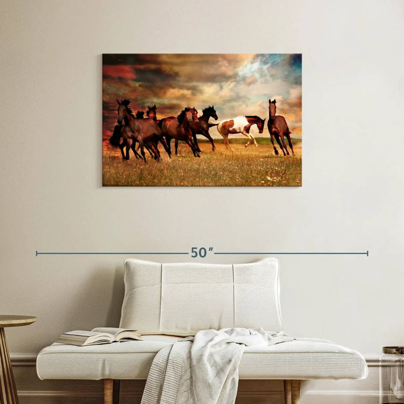 Brampt Wild Horses On The Prairie, 24" H x 36" W