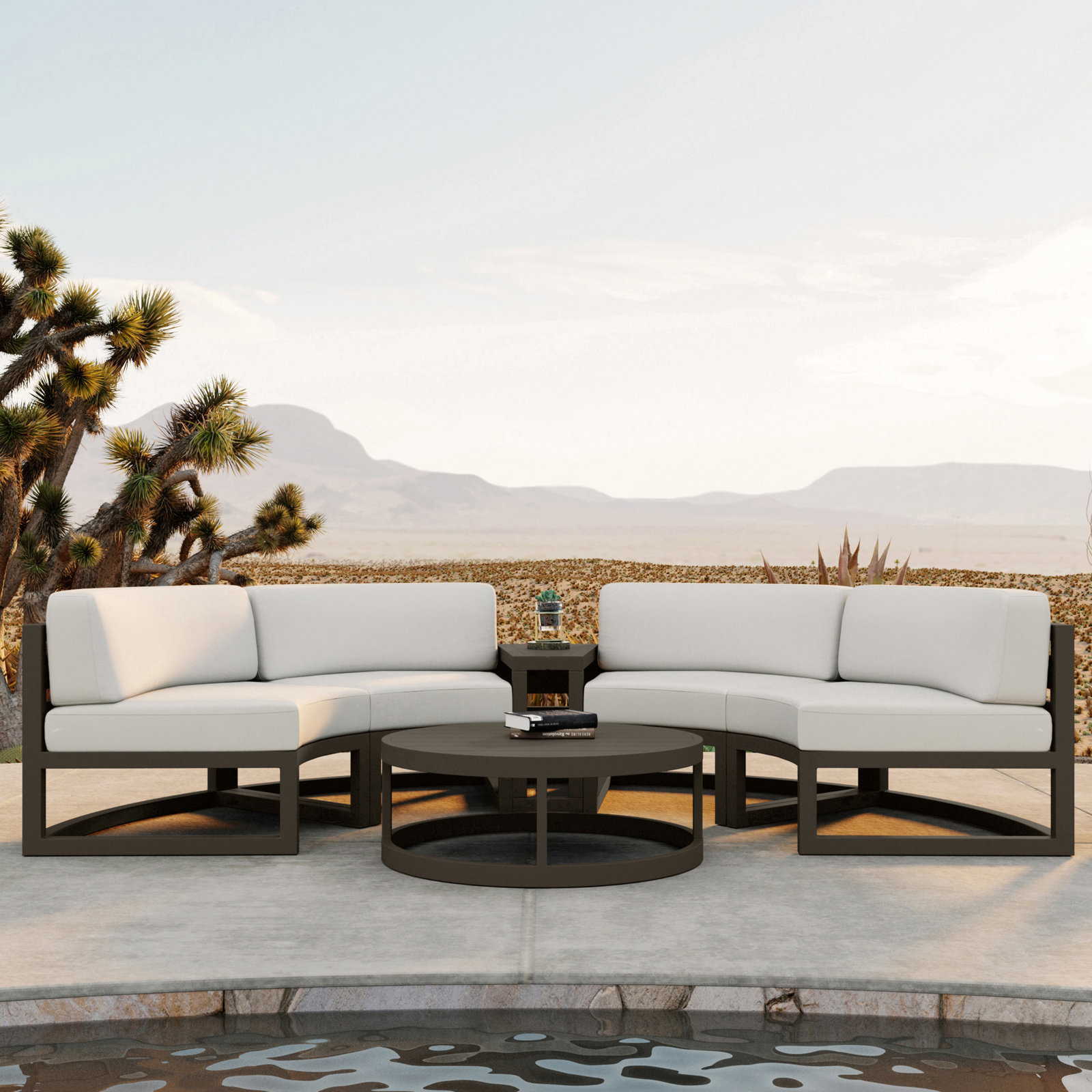 Bergeron 4 - Person Patio Conversation Set with Cushions, Canvas Natural Sunbrella® Canvas, Slate