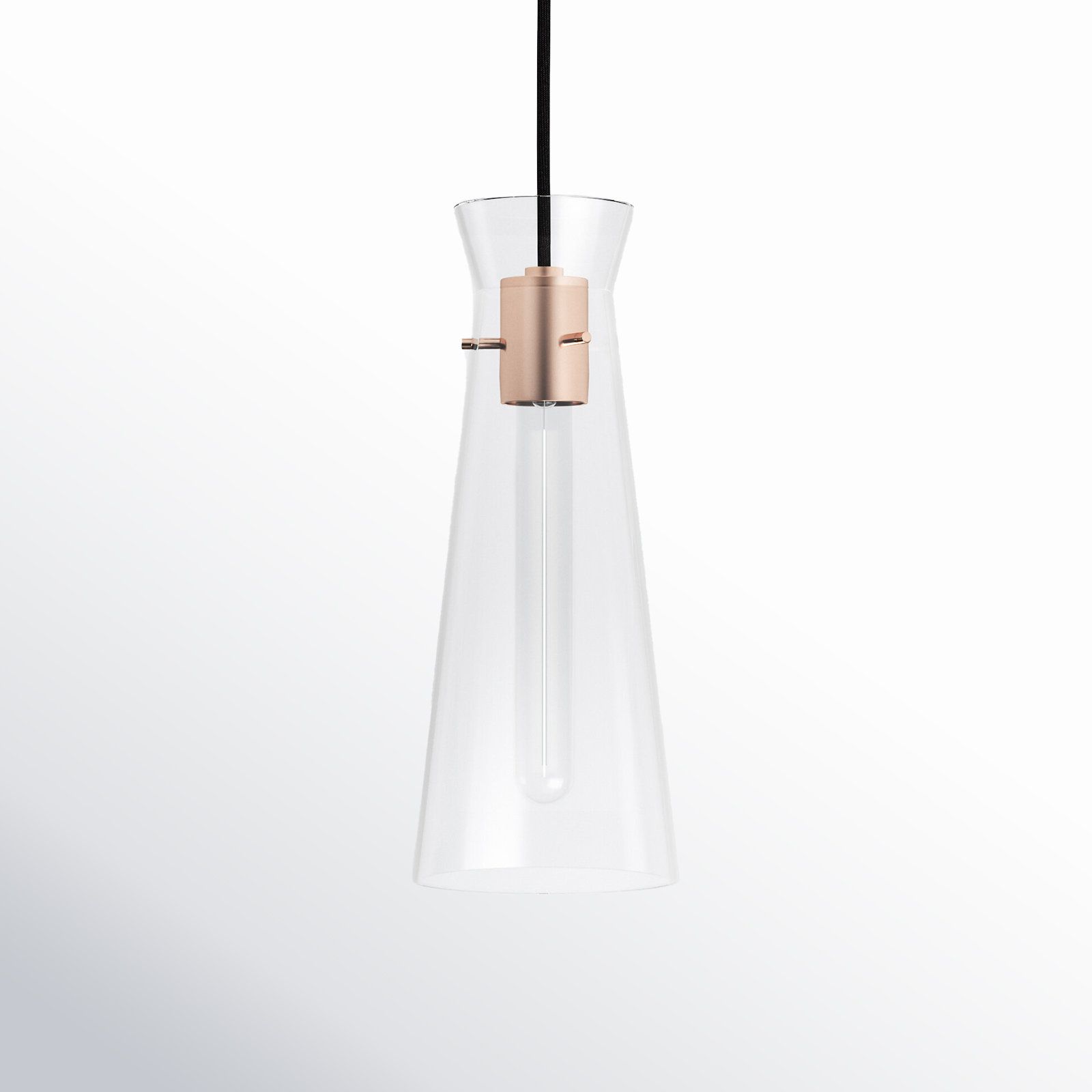 Gena Single Light Glass Pendant, Polished Copper