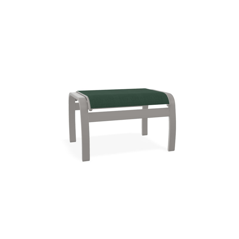 Repose-pieds d'extérieur avec coussin Askar, Vert forêt 22D Sunbrella, Gris chaleureux texturé