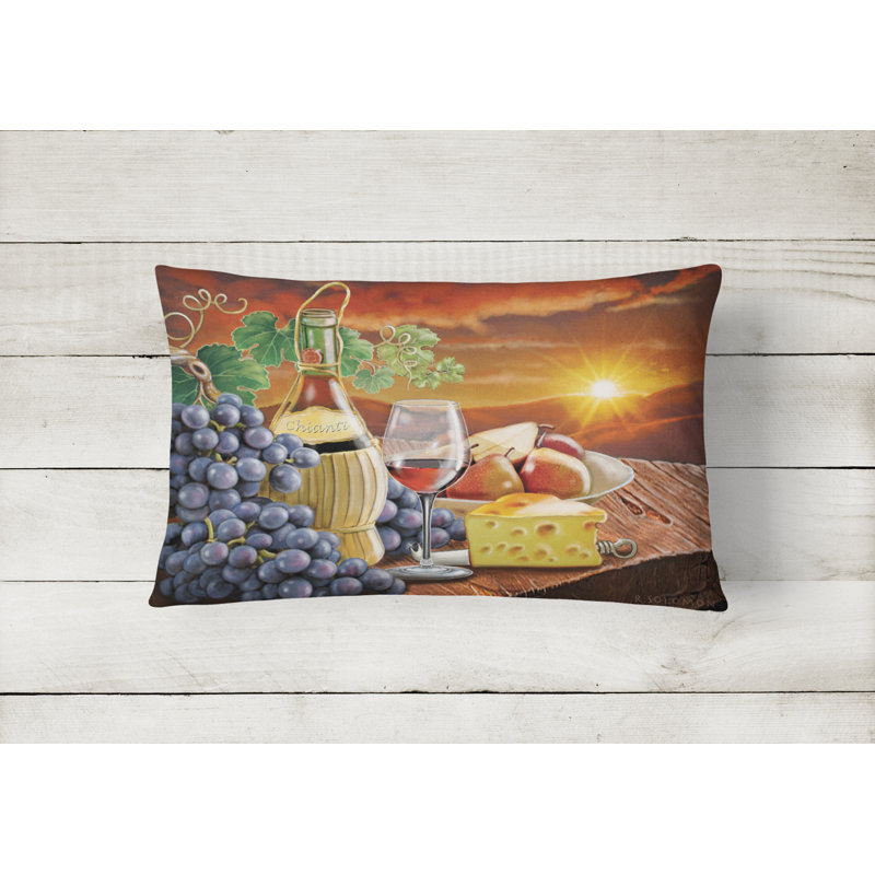 Outdoor Throw Pillow, Chianti, Pears, Wine and Cheese