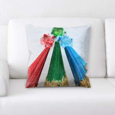 close up colour pencil pillow