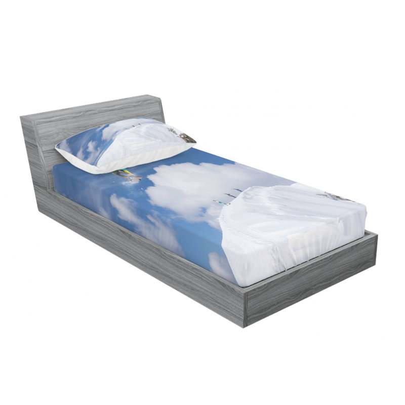 Microfiber Sheet Set, Twin Sheet Set with Fitted Sheet, Cloudy Sky of the Moon