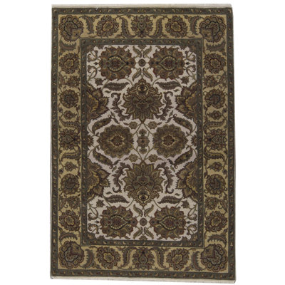 Tapis ivoire et or noué à la main de qualité supérieure Trinity