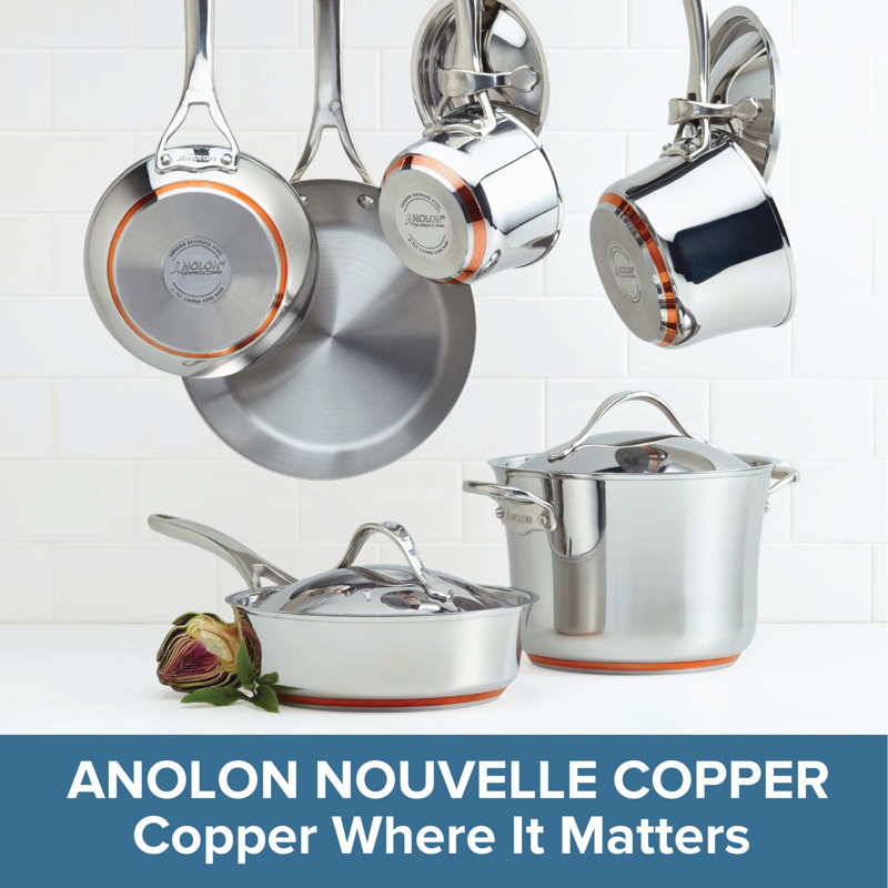 Anolon Nouvelle Copper Stainless Steel Frying Pans / Skillet Set - Thumbnail 2